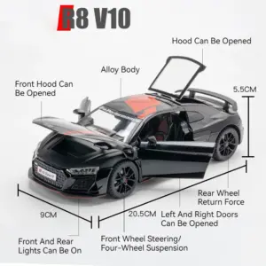 1:24 Scale Orange R8 V10 Sports Car Model 14 Sdbded3ed85da47c18505ad349eab632fv