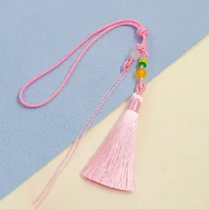 Pastel Pink Handwoven Tassel with Beads
