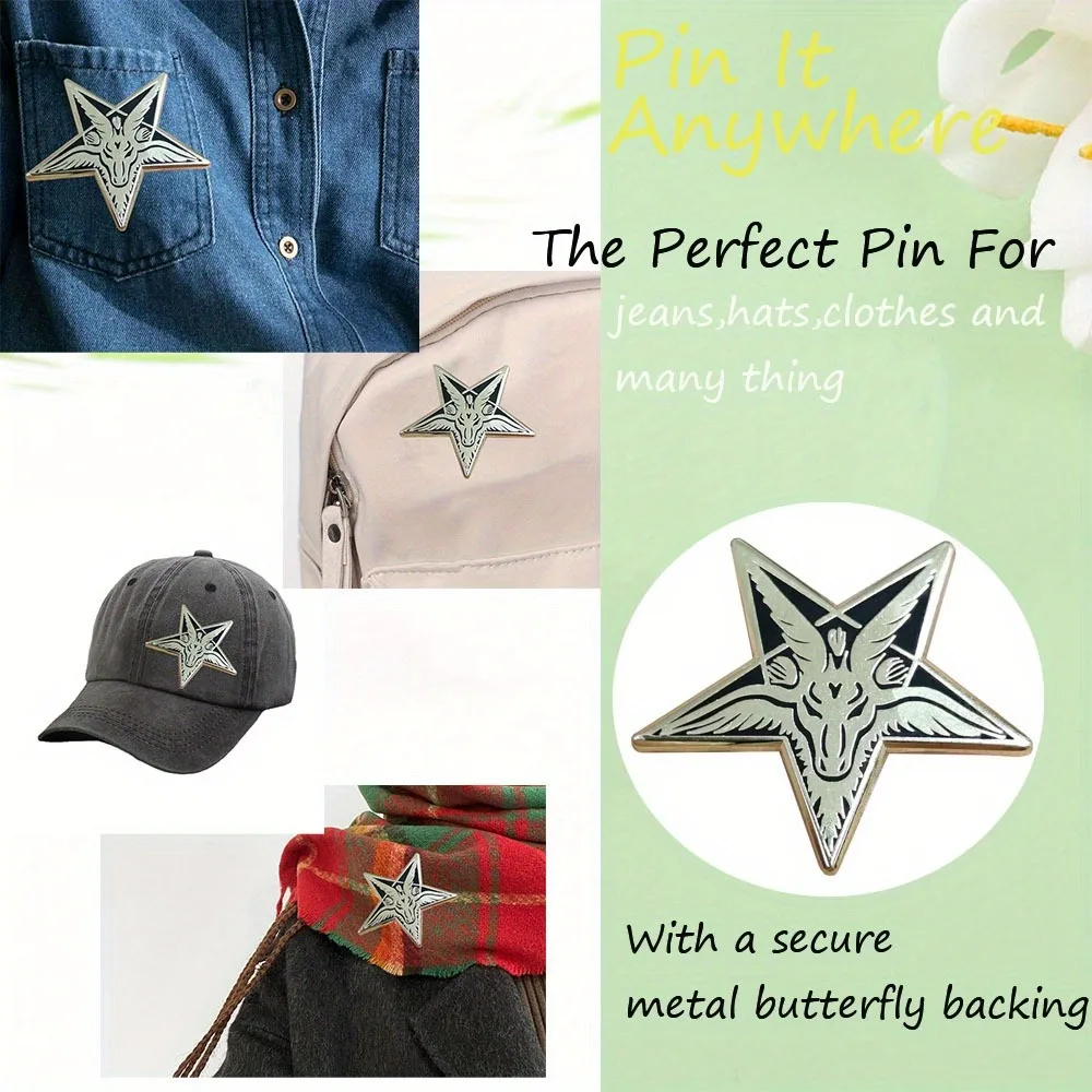 Star Shaped Baphomet Goat Brooch Accessory 4 Star Shaped Baphomet Goat Brooch Accessory - Image 4