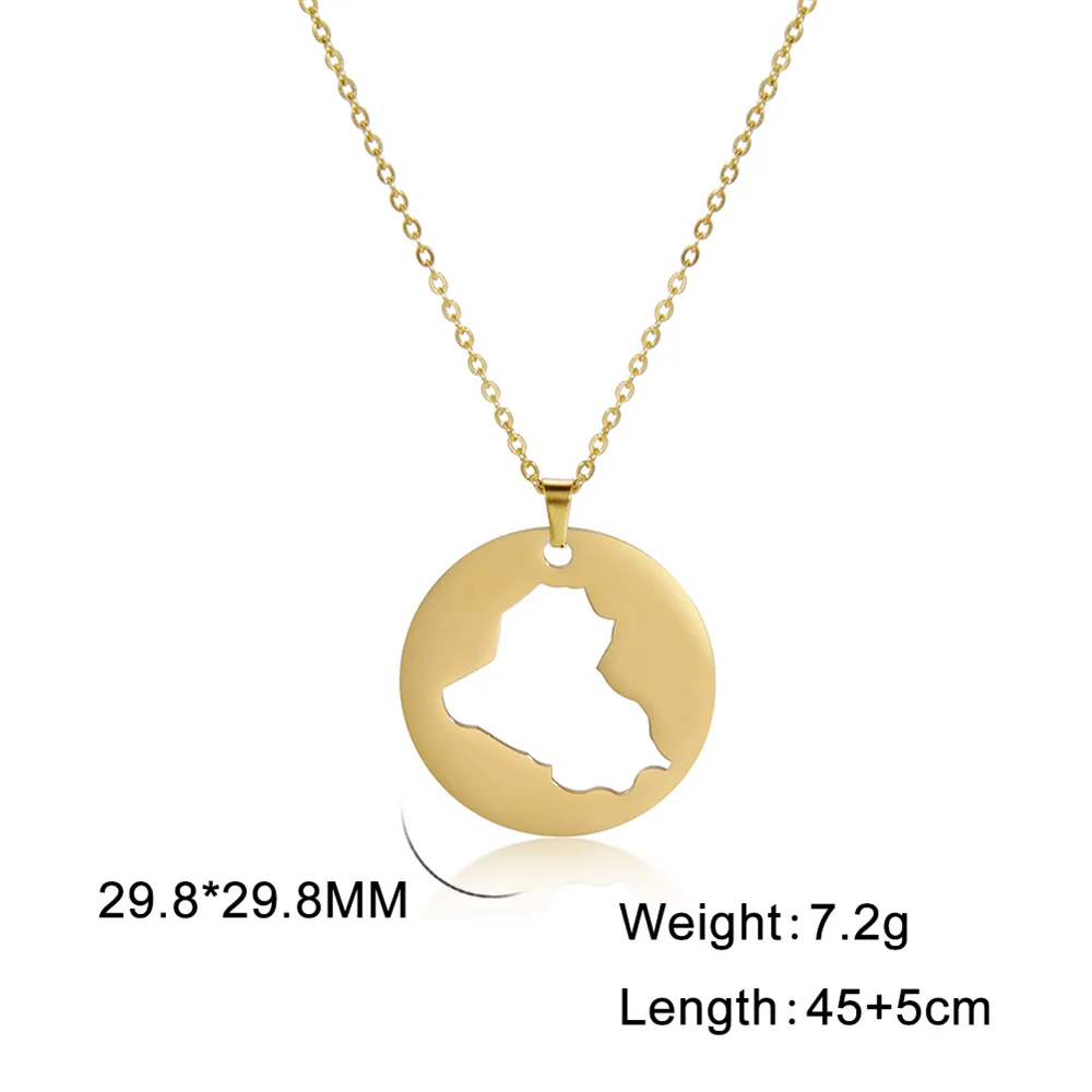 Stainless Steel Iraq Map Pendant Necklace 9 Stainless Steel Iraq Map Pendant Necklace - Image 9