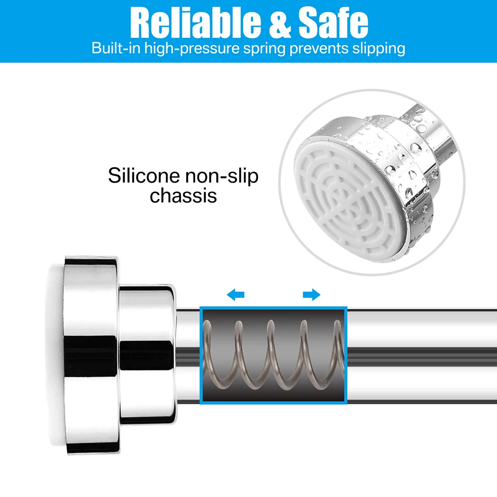 Modern Black Stainless Steel Tension Shower Rod 3 Modern Black Stainless Steel Tension Shower Rod - Image 3