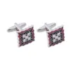 Retro Geometric Cufflinks in Red and Black