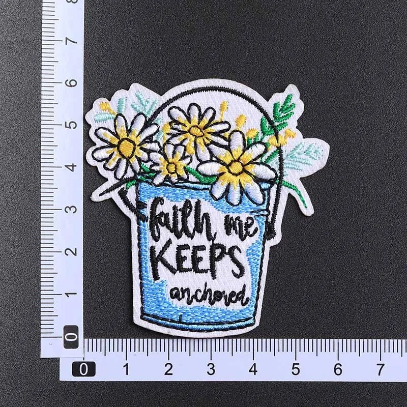 Flowers Christian Jesus Embroidered Iron-On Patch 8 Flowers Christian Jesus Embroidered Iron-On Patch - Image 8