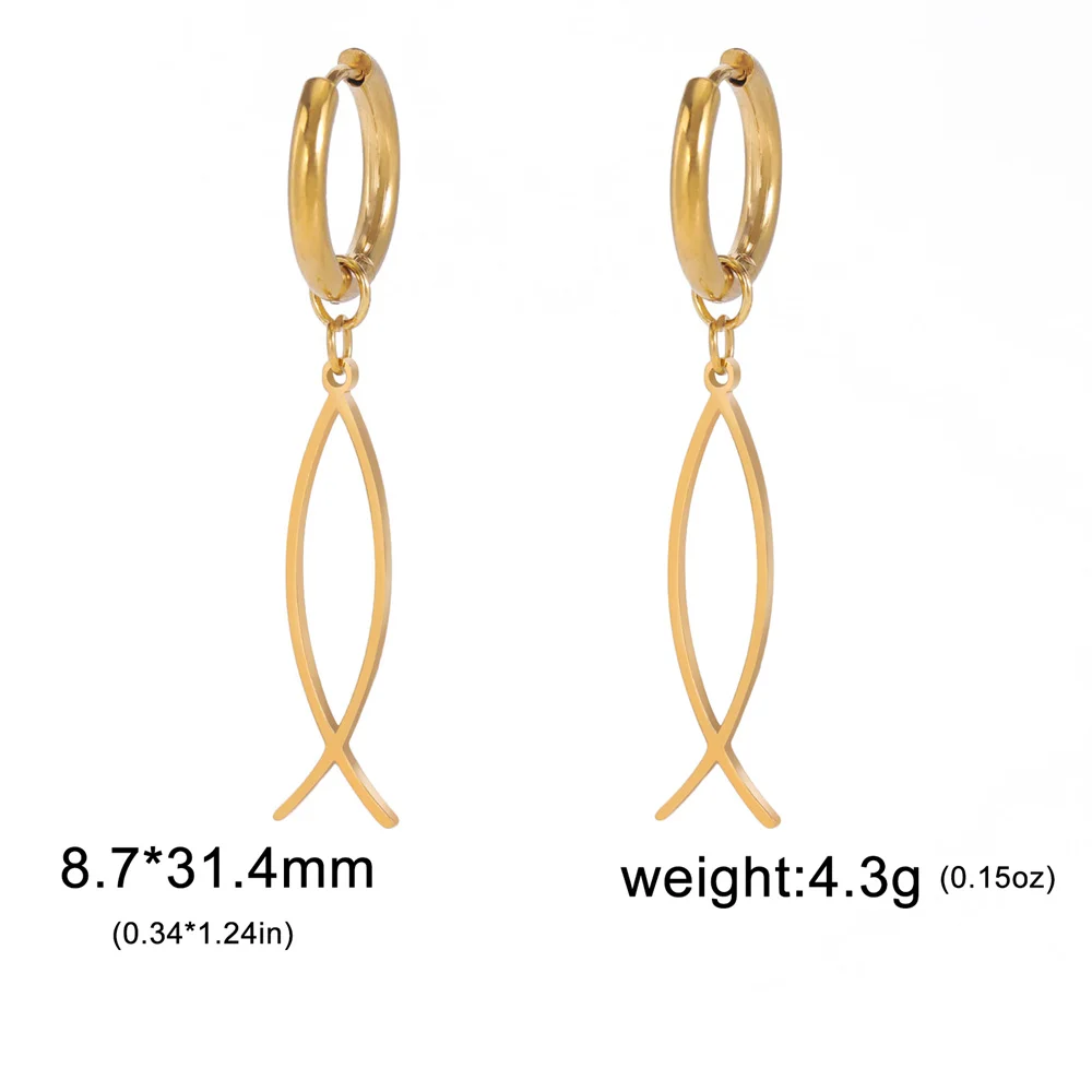 Stainless Steel Ichthys Jesus Fish Earrings 6 Stainless Steel Ichthys Jesus Fish Earrings - Image 6