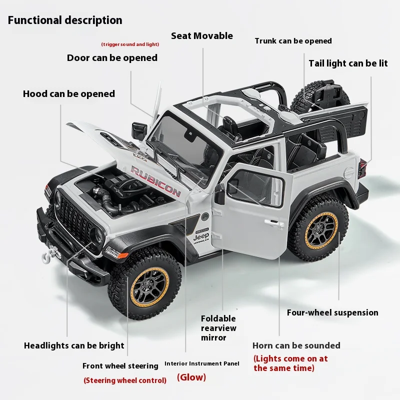 1:18 Jeep Wrangler Rubicon Diecast Model 2 1:18 Jeep Wrangler Rubicon Diecast Model - Image 2