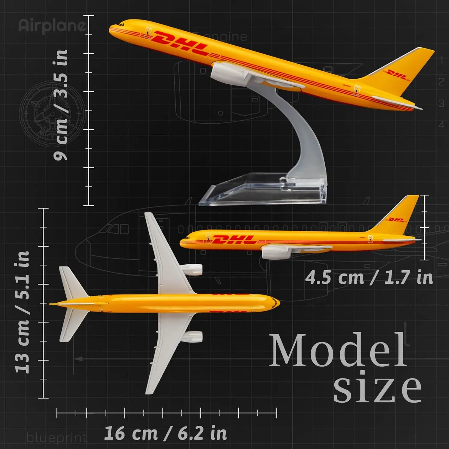 DHL Boeing 757 Model Aircraft 16cm Scale 3 DHL Boeing 757 Model Aircraft 16cm Scale - Image 3