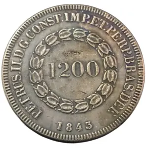 1843 Vintage European 1200 Reis Coin Replica