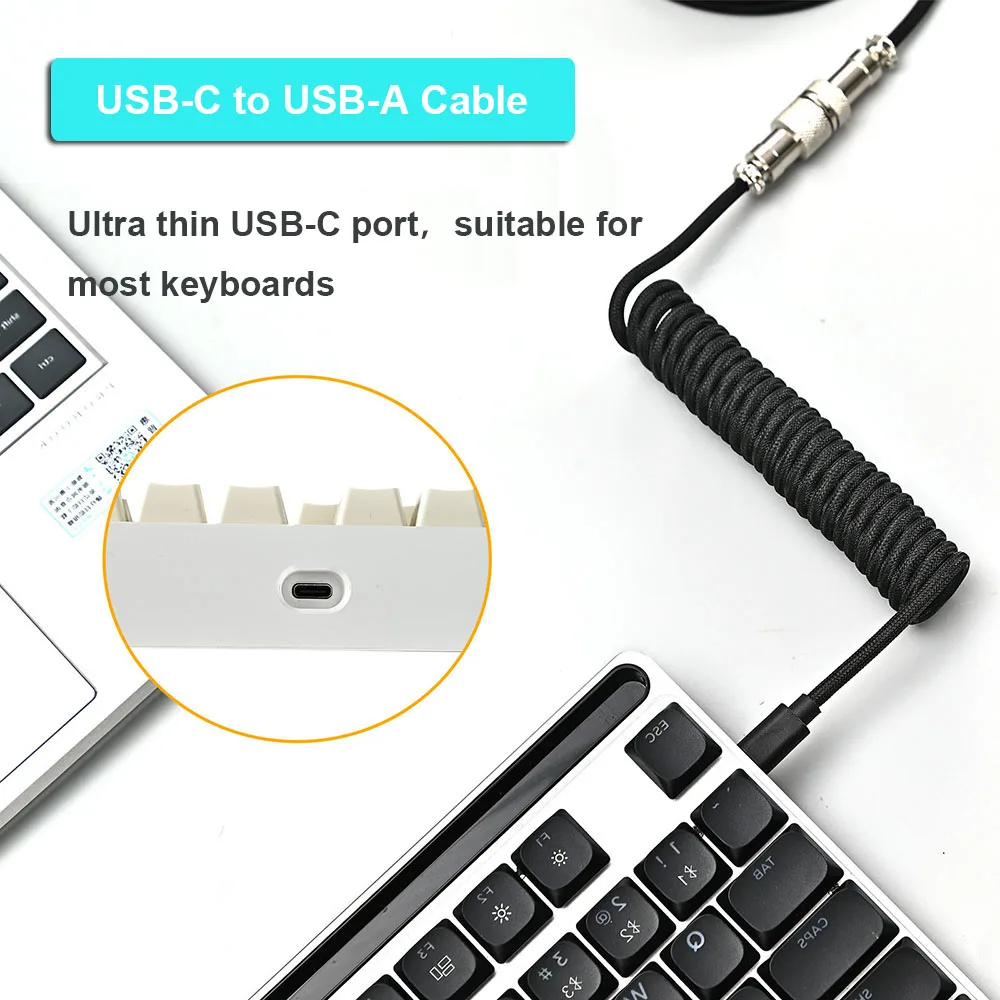 Coiled USB-C & USB Cable for Mechanical Keyboards 5 Coiled USB-C & USB Cable for Mechanical Keyboards - Image 5