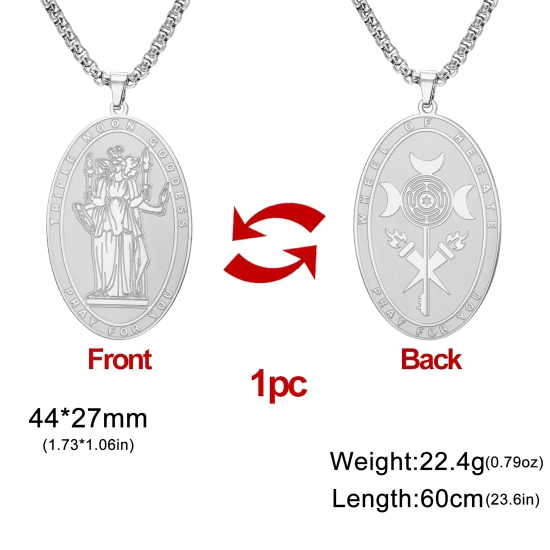 Stainless Steel Triple Moon Necklace 7 Stainless Steel Triple Moon Necklace - Image 7