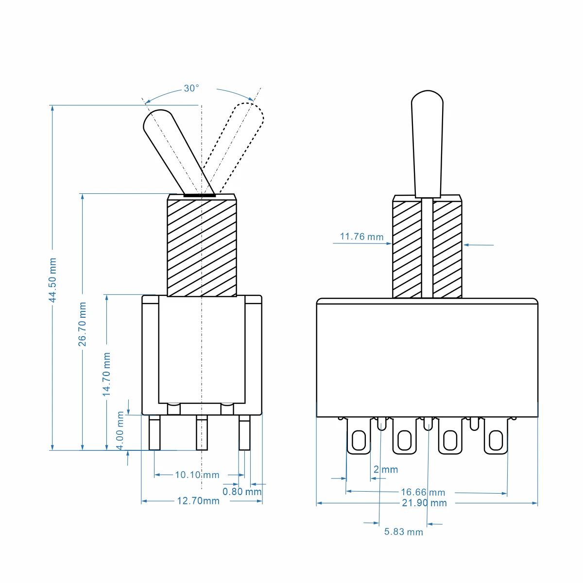 12-Pin 3-Position ON/ON/ON Guitar Toggle Switch 3 12-Pin 3-Position ON/ON/ON Guitar Toggle Switch - Image 3