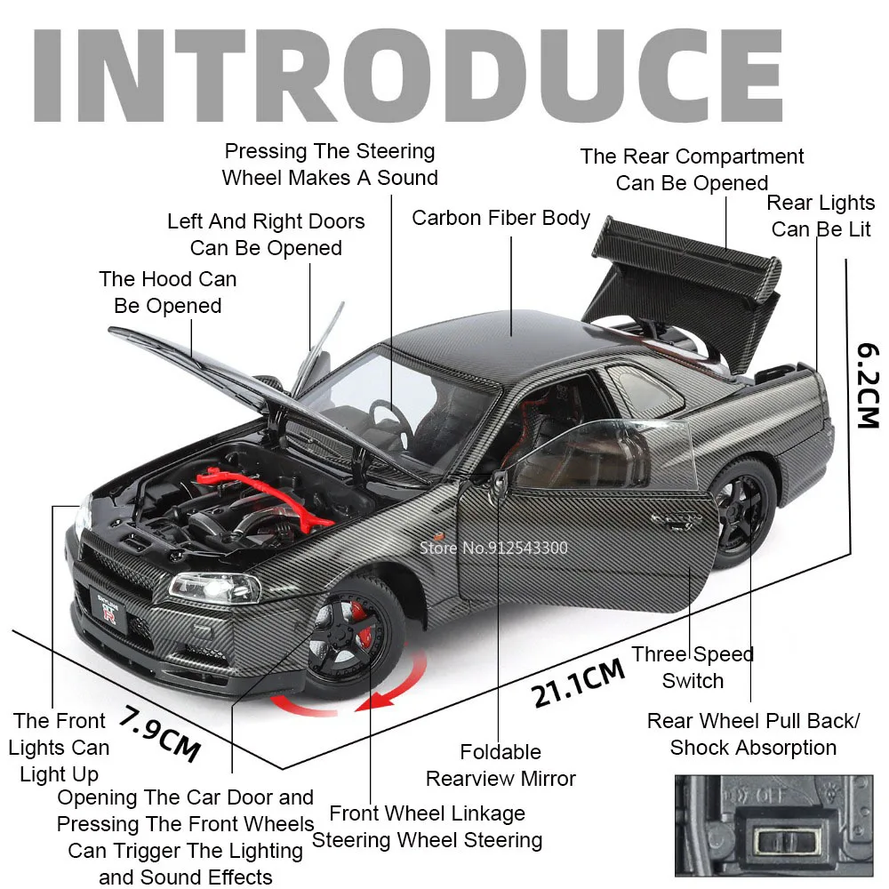 1:24 Scale Nissan GTR Diecast Model Car 3 1:24 Scale Nissan GTR Diecast Model Car - Image 3