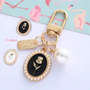 Elegant Rose Motif Keychain with Imitation Pearls 9 Se2b6ad3c8de949568d60852ad4ab9a9bF