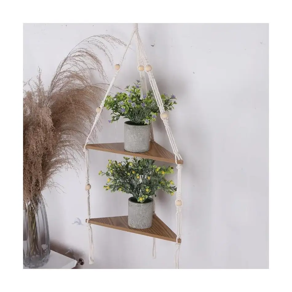 Natural Recycled Wood Hanging Shelf for Home 3 Natural Recycled Wood Hanging Shelf for Home - Image 3