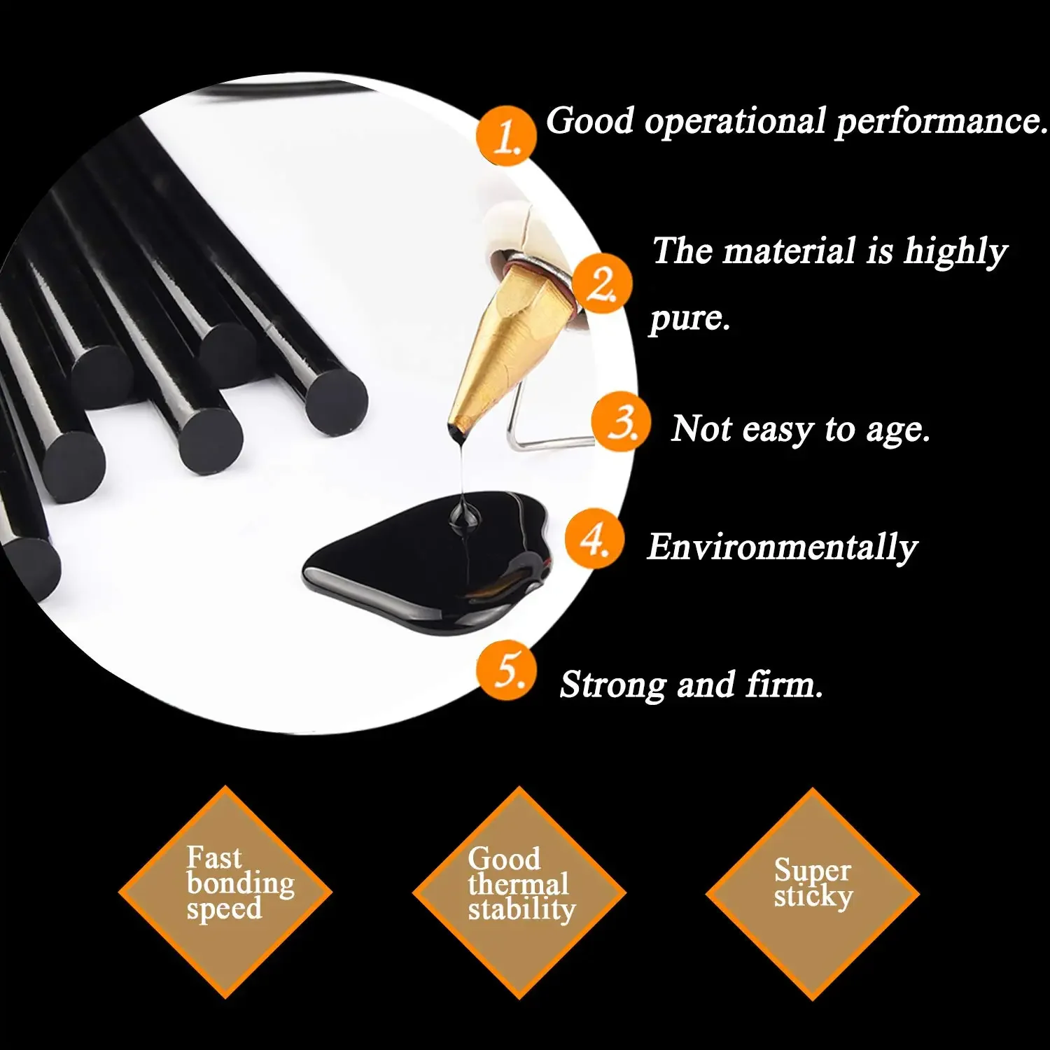 Black Hot-Melt Glue Sticks for Repair 6 Black Hot-Melt Glue Sticks for Repair - Image 6