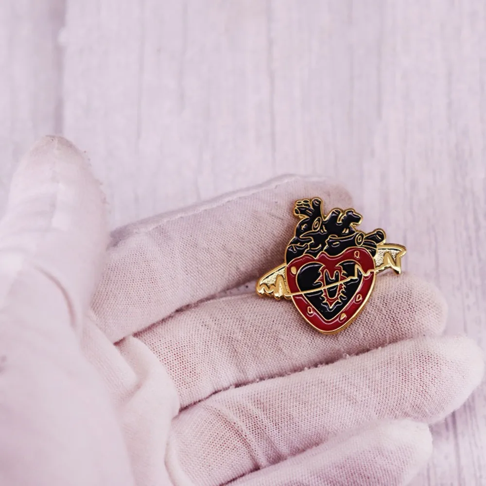 Gothic Heart ECG Metal Pin with Arrow Accent 3 Gothic Heart ECG Metal Pin with Arrow Accent - Image 3