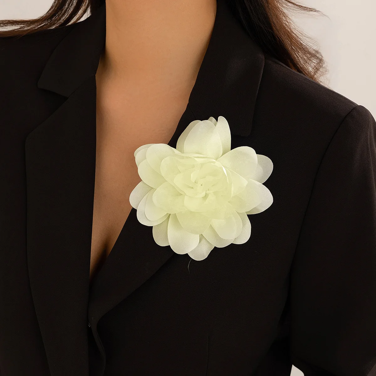 Vintage Fabric Flower Pin with Layered Satin Flowers 7 Vintage Fabric Flower Pin with Layered Satin Flowers - Image 7