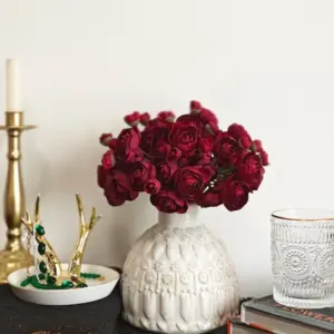 Wine Silk Ranunculus Flower Set - 18 Pcs 7 Se515de14e77240b49a6b77e4d640284aY