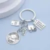 Vintage Stainless Steel Keychain with Charms