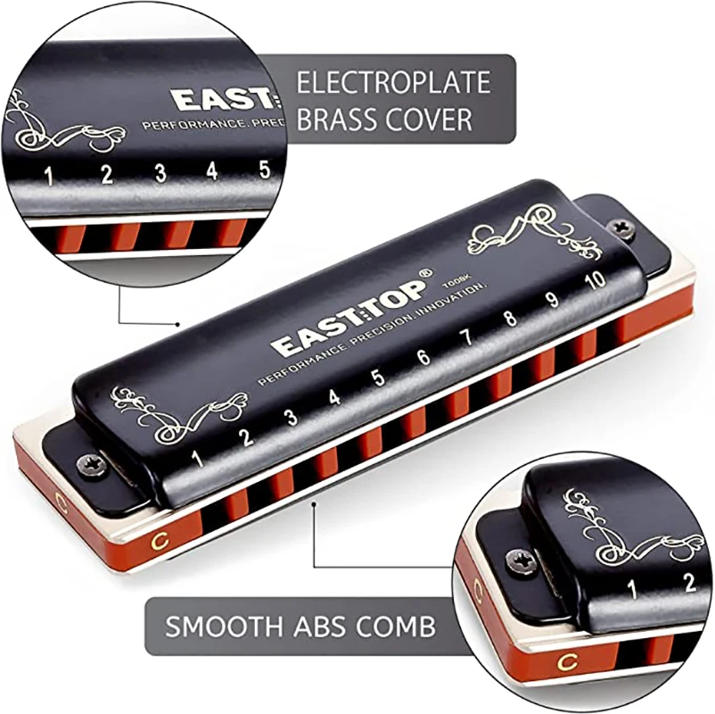 Black and Blue Easttop 008K Harmonica 2 Black and Blue Easttop 008K Harmonica - Image 2