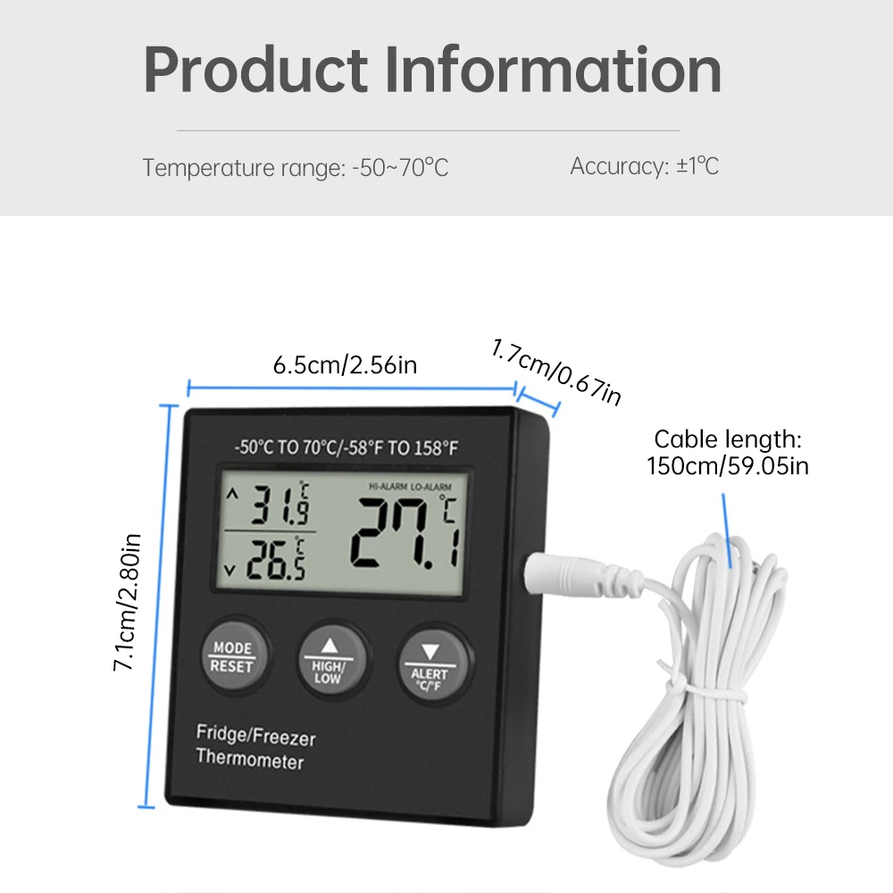 Digital Refrigerator Thermometer with 1.9-inch Display 4 Digital Refrigerator Thermometer with 1.9-inch Display - Image 4