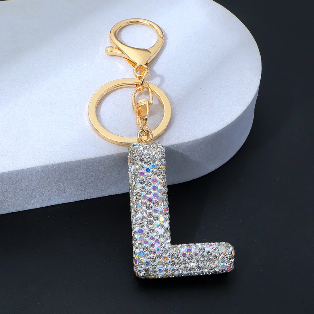 Sparkling Rhinestone Letter Keychain for Bags 10 Sparkling Rhinestone Letter Keychain for Bags - Image 10