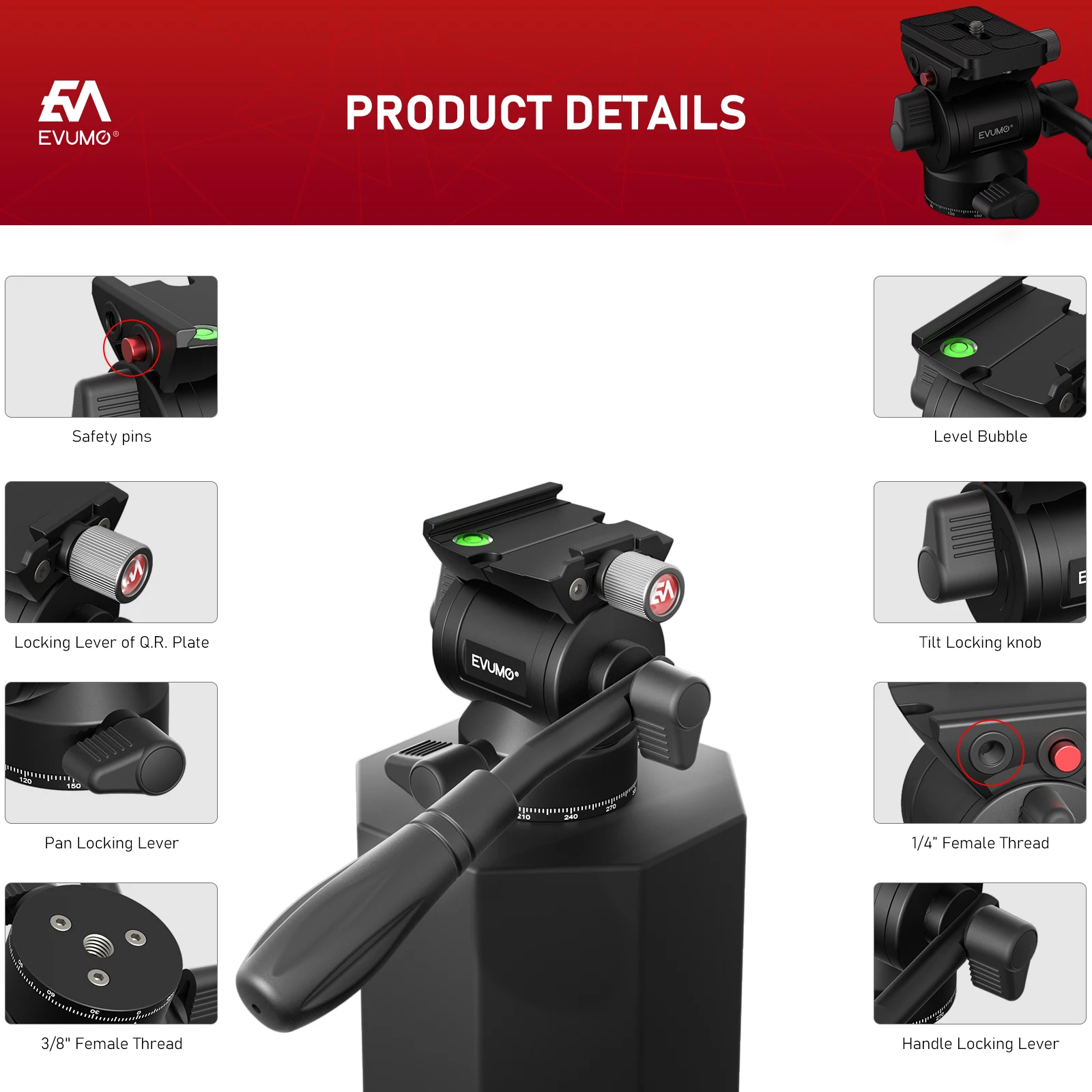 EVUMO V1N Mini Hydraulic Video Head 4 EVUMO V1N Mini Hydraulic Video Head - Image 4