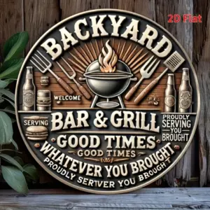 Vintage Backyard Bar & Grill Aluminum Sign 20x20 cm 8 Se6408c1149084aa483b44c2ee04665cet
