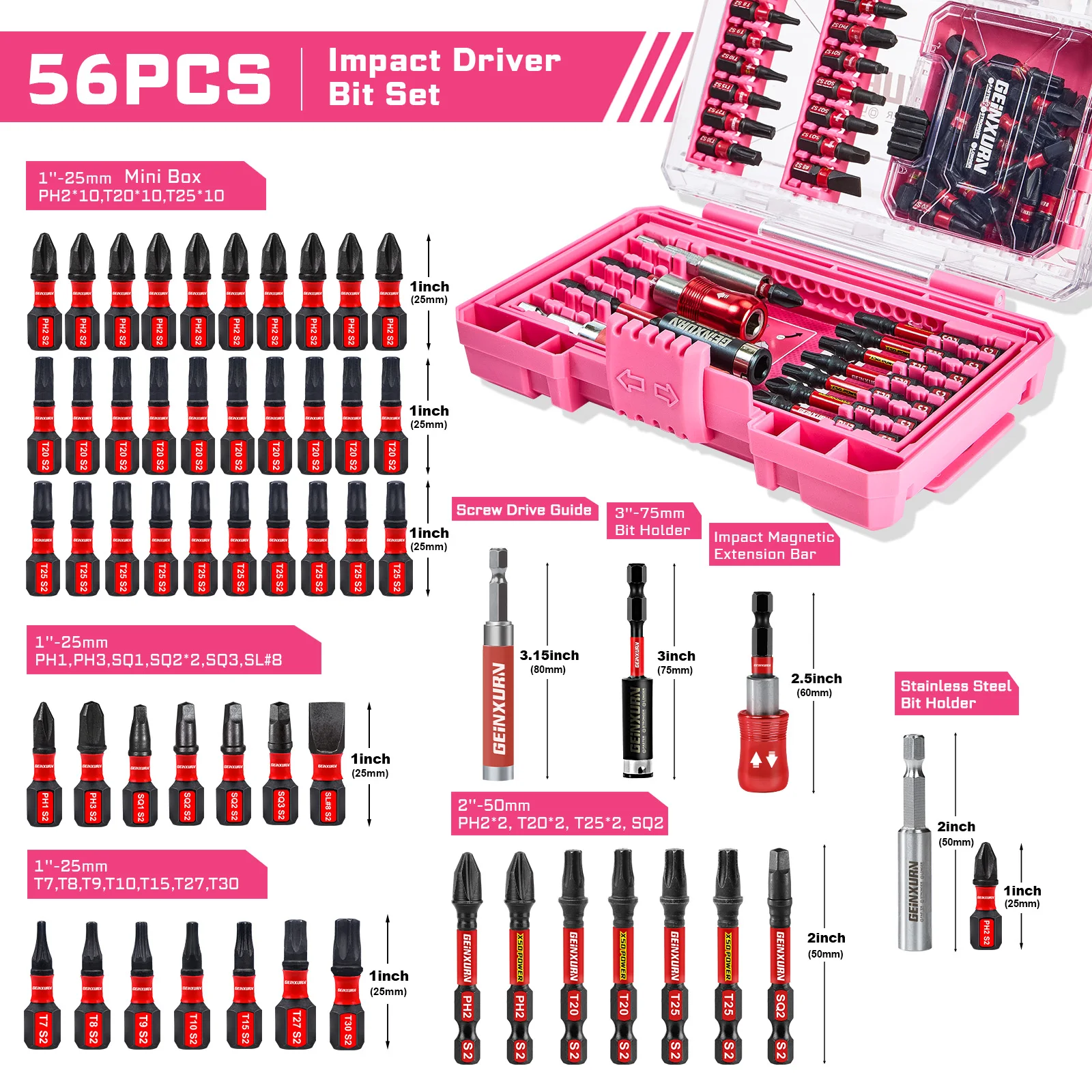56-Piece Impact Screwdriver Set with Magnetic Holders 7 56-Piece Impact Screwdriver Set with Magnetic Holders - Image 7
