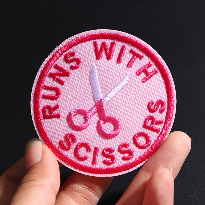 Pink Scissors Embroidered Patch 6.5 cm 2 Pink Scissors Embroidered Patch 6.5 cm - Image 2