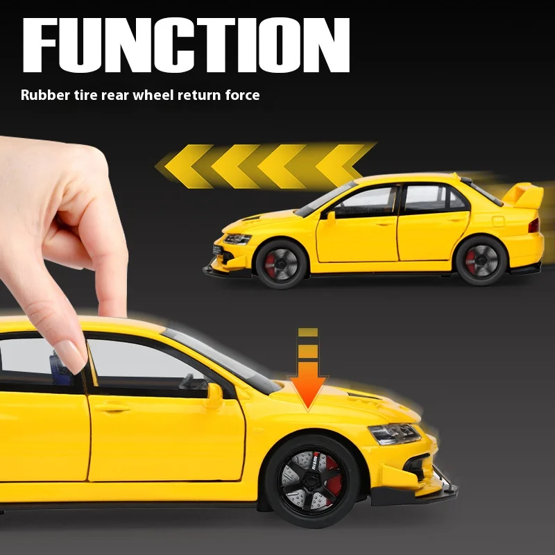 Vivid Yellow Mitsubishi EVO 1:32 Diecast Model 4 Vivid Yellow Mitsubishi EVO 1:32 Diecast Model - Image 4