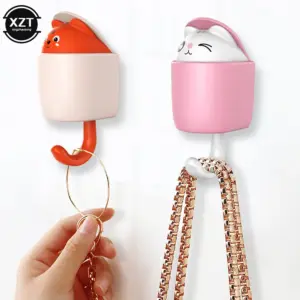 Colorful Cartoon Cat Wall Hook in Vibrant Colors