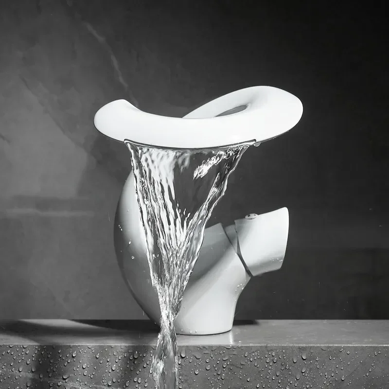 Waterfall Bathroom Faucet in Brushed Gun Grey 4 Waterfall Bathroom Faucet in Brushed Gun Grey - Image 4