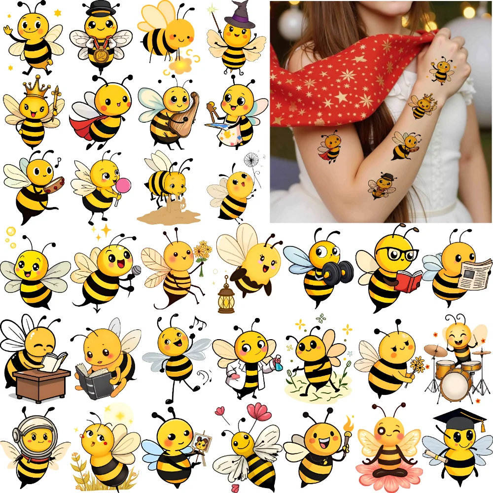 Vibrant Cartoon Bee Waterproof Temporary Tattoos 2 Vibrant Cartoon Bee Waterproof Temporary Tattoos - Image 2
