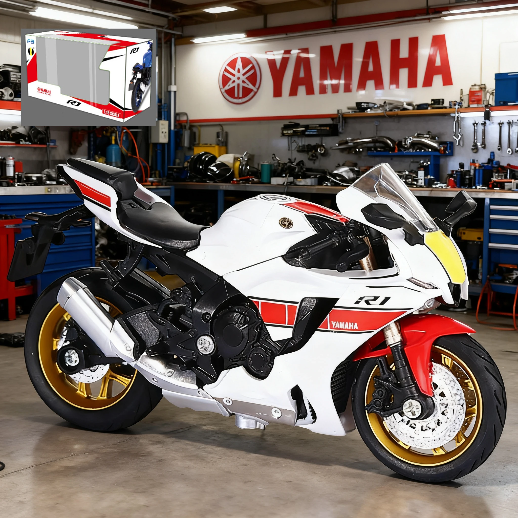 1/18 Yamaha YZF-R1 Motorcycle Model Display 2 1/18 Yamaha YZF-R1 Motorcycle Model Display - Image 2