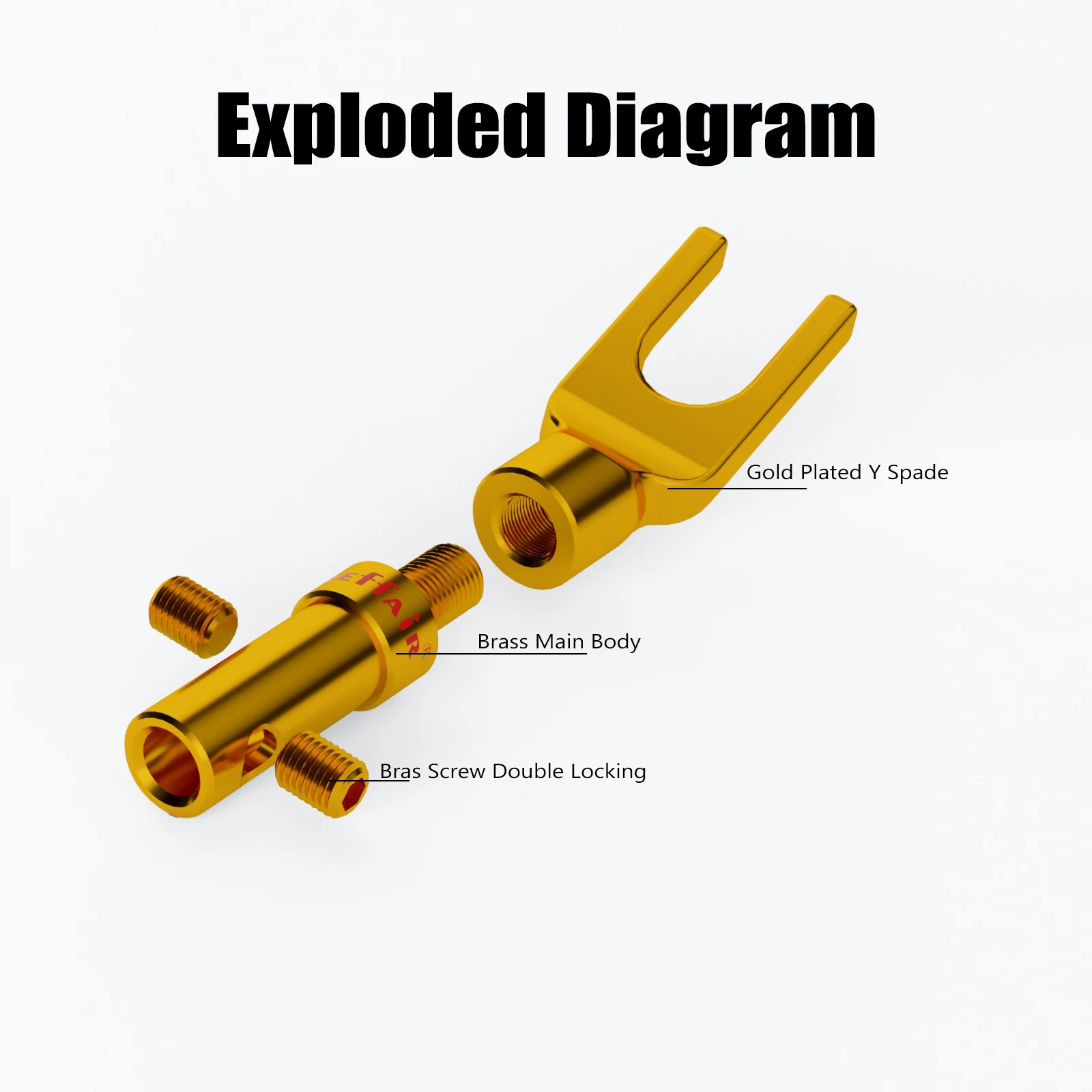 Gold-Plated Speaker Spade Connectors Set of 4 or 8 2 Gold-Plated Speaker Spade Connectors Set of 4 or 8 - Image 2