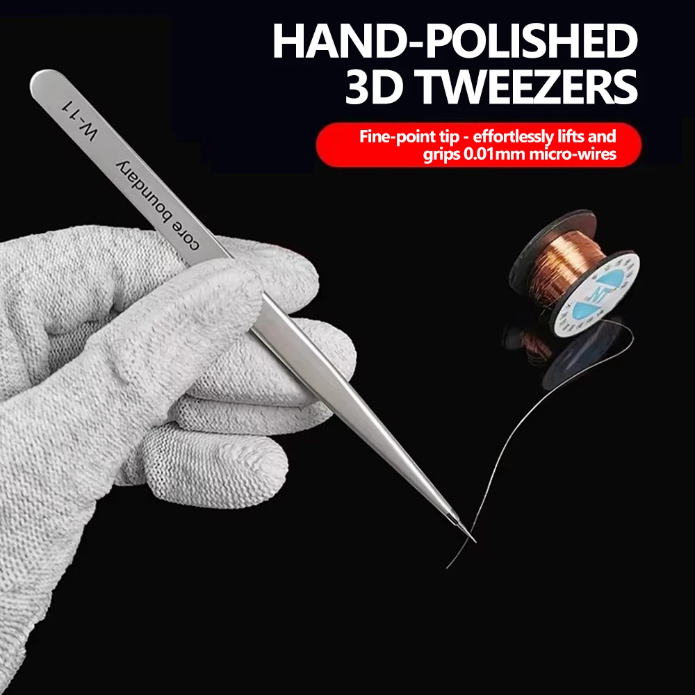 3D Stainless Steel Fine-Tip Micro Tweezers 140mm 2 3D Stainless Steel Fine-Tip Micro Tweezers 140mm - Image 2