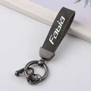 Skoda Fabia Leather Keychain in Stainless Steel 7 Se90c4ede31354670a5a4500f5cde7a23e