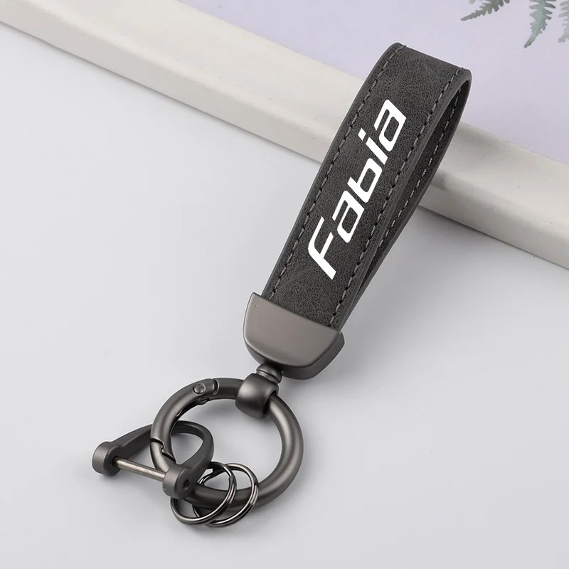 Skoda Fabia Leather Keychain in Stainless Steel 2 Skoda Fabia Leather Keychain in Stainless Steel - Image 2