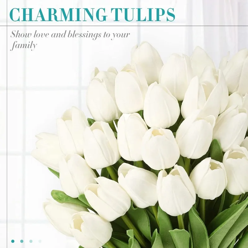 White Artificial Tulip Bouquet for Decor 4 White Artificial Tulip Bouquet for Decor - Image 4