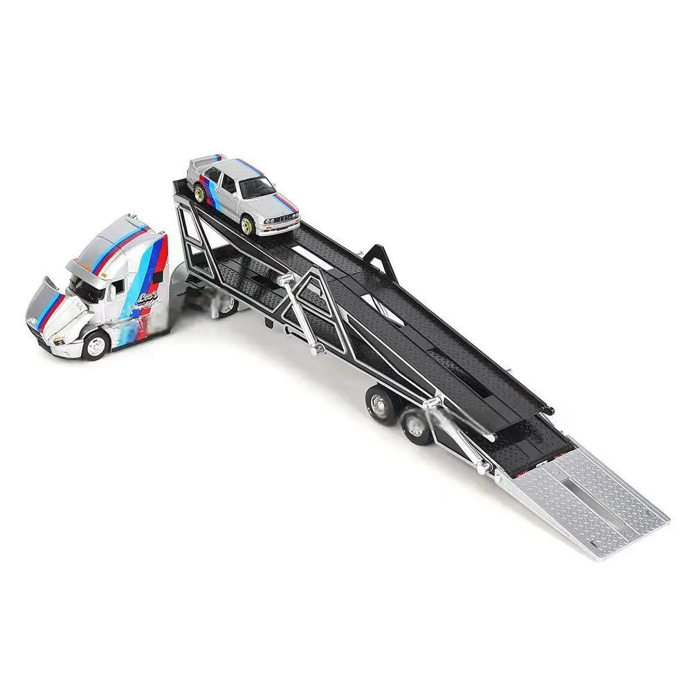 Blue Diecast Heavy Transport Model with Ford Gt 2021 3 Blue Diecast Heavy Transport Model with Ford Gt 2021 - Image 3