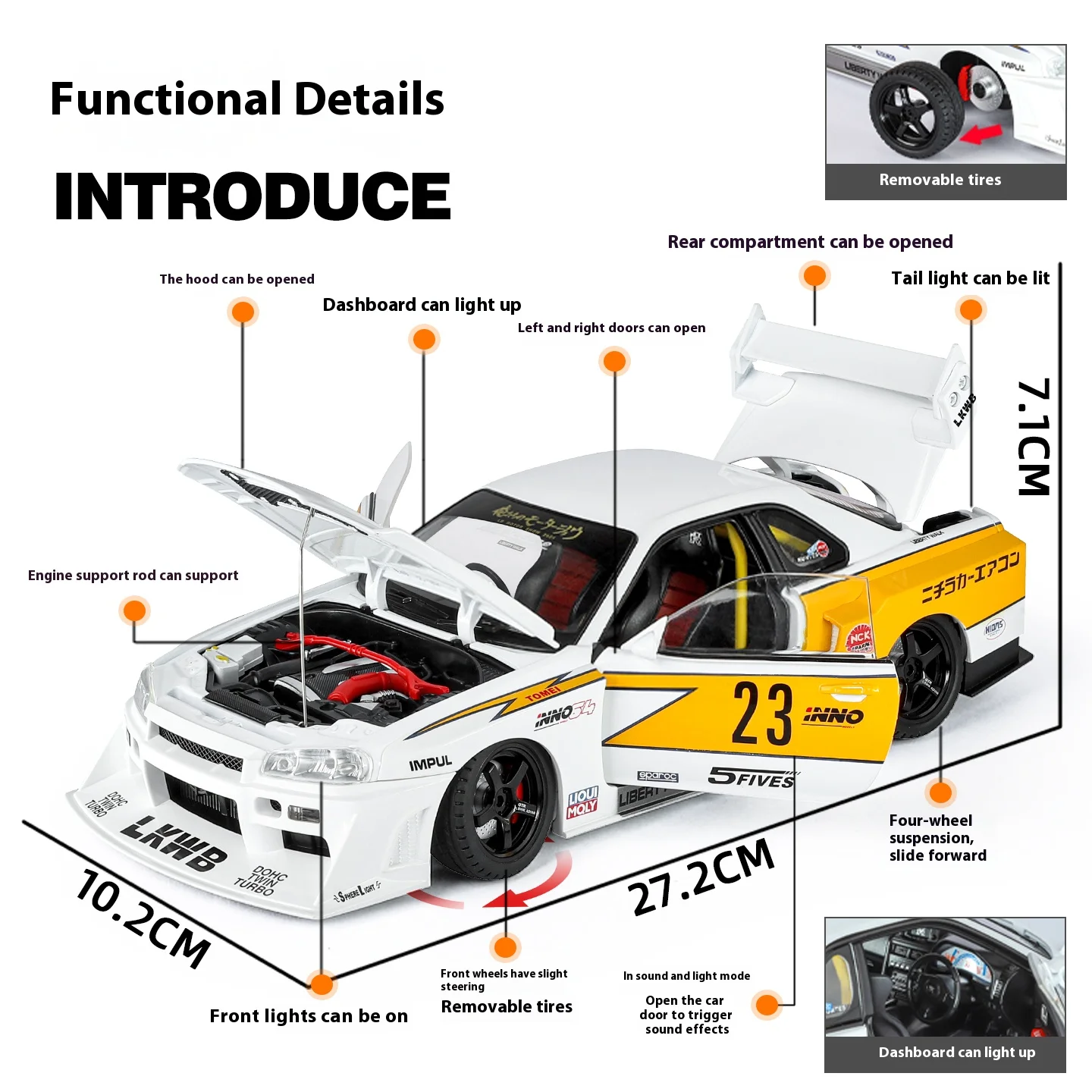 1:18 Scale Modified GTR Alloy Diecast Model 3 1:18 Scale Modified GTR Alloy Diecast Model - Image 3