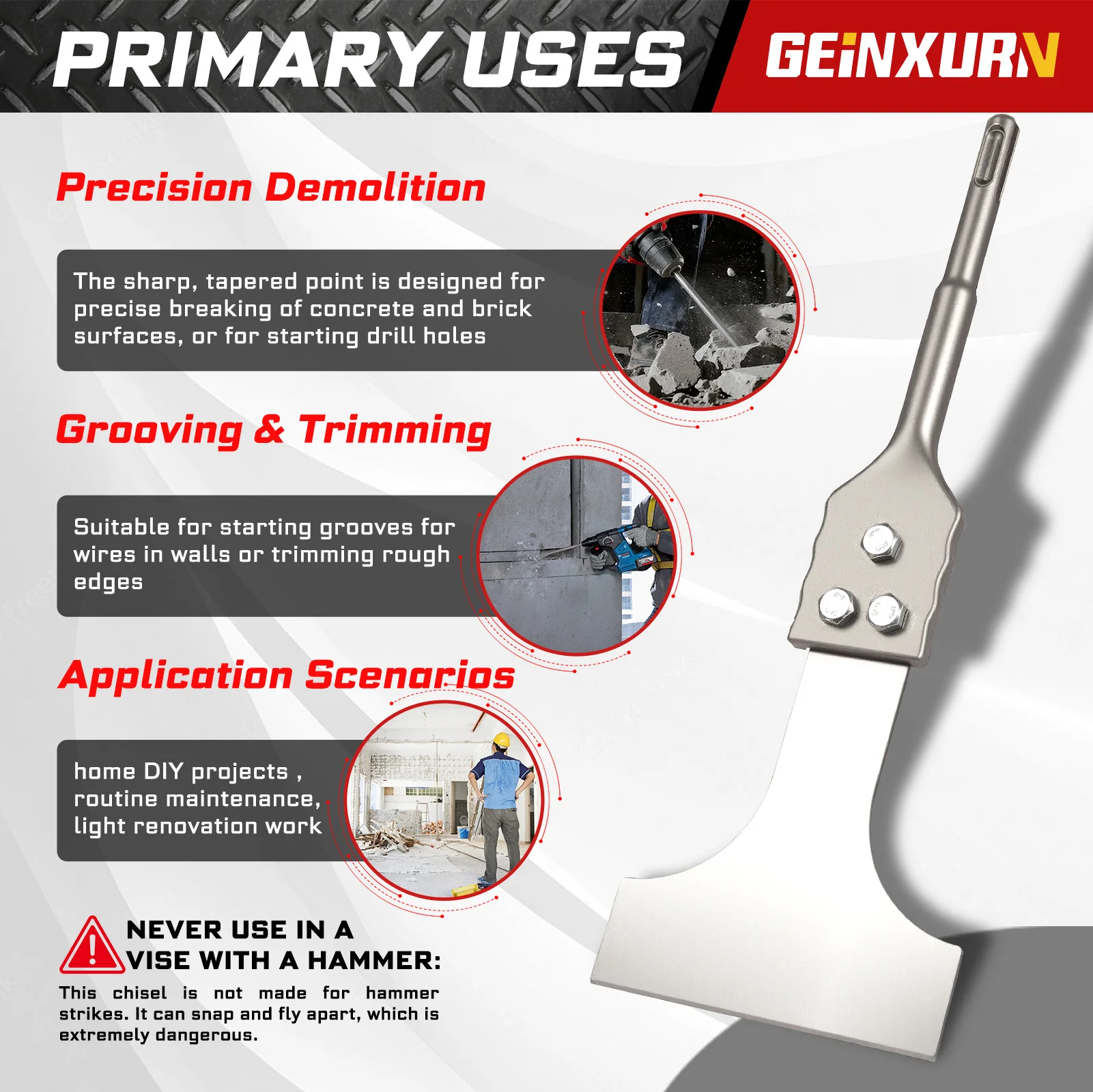 270mm SDS PLUS Heavy-Duty Chisel for Demolition 4 270mm SDS PLUS Heavy-Duty Chisel for Demolition - Image 4