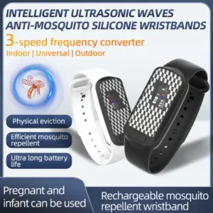 Ultrasonic Mosquito Prevention Bracelet Black & White