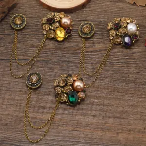 Vintage Gemstone Brooch with Chains 11 Se98e0d7e104941ef99c012225b1afb24z