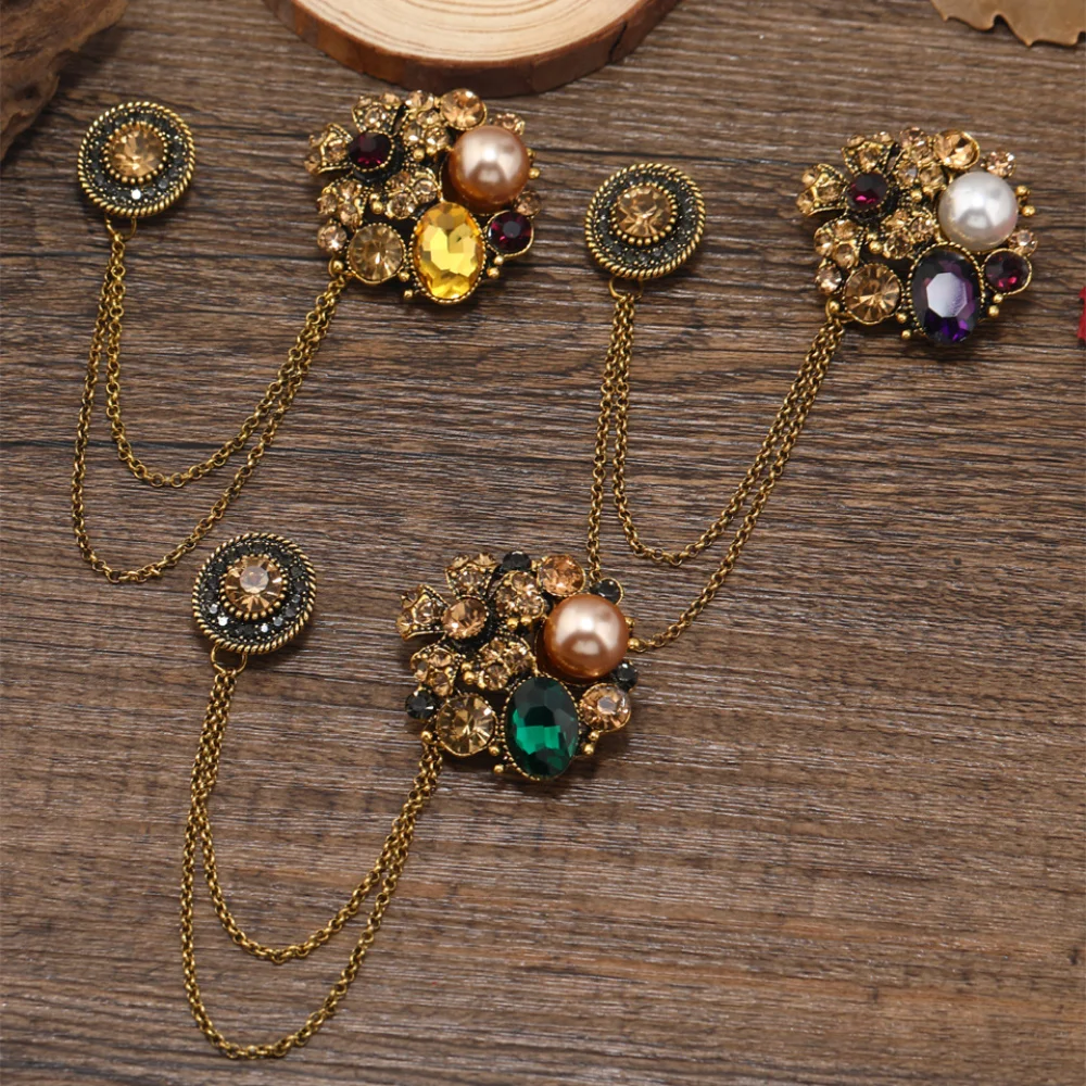 Vintage Gemstone Brooch with Chains 6 Vintage Gemstone Brooch with Chains - Image 6