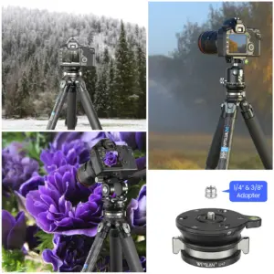 WEYLLAN Aluminum Leveling Tripod Head Supports 10kg 11 Se9928eab1f4046a0961a9d842834254ce