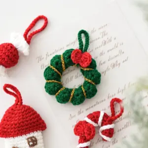 Festive Handmade Christmas Yarn Ornaments Set