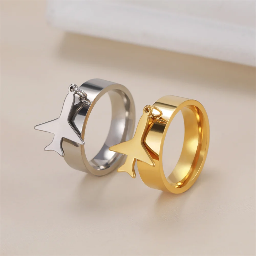 Minimalist Stainless Steel Airplane Ring for Men 3 Minimalist Stainless Steel Airplane Ring for Men - Image 3