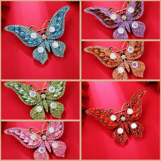 Retro Crystal Butterfly Brooch QHXZ1843 2 Retro Crystal Butterfly Brooch QHXZ1843 - Image 2