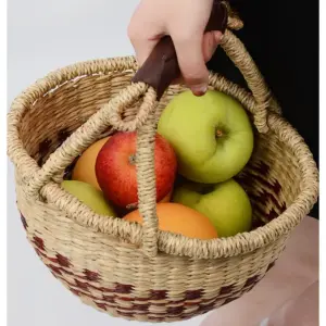 Rustic Handwoven Fruit Basket with Leather Handles 11 Seabc04efcfcd48ae8606b243411871a4t